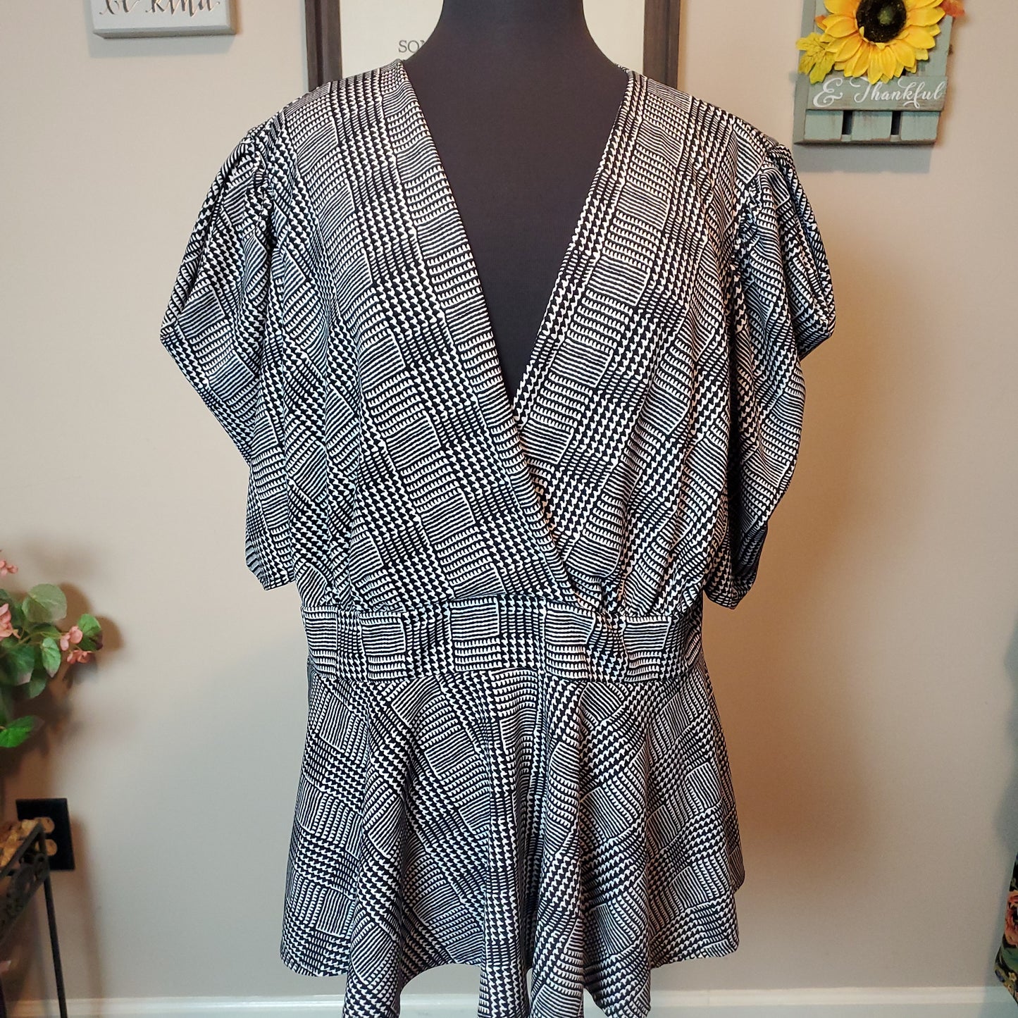 Black and White Peplum top