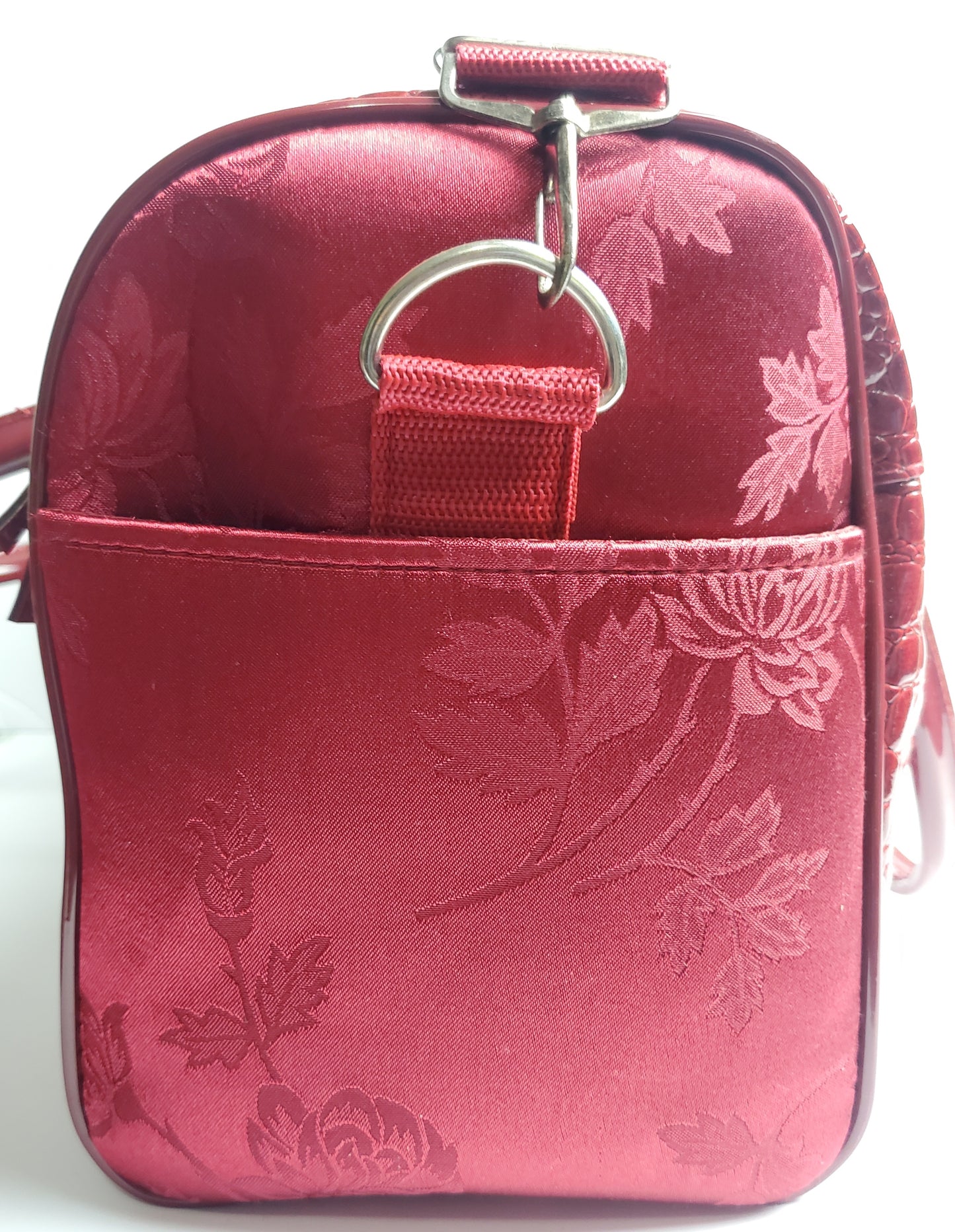 Red floral travel bag