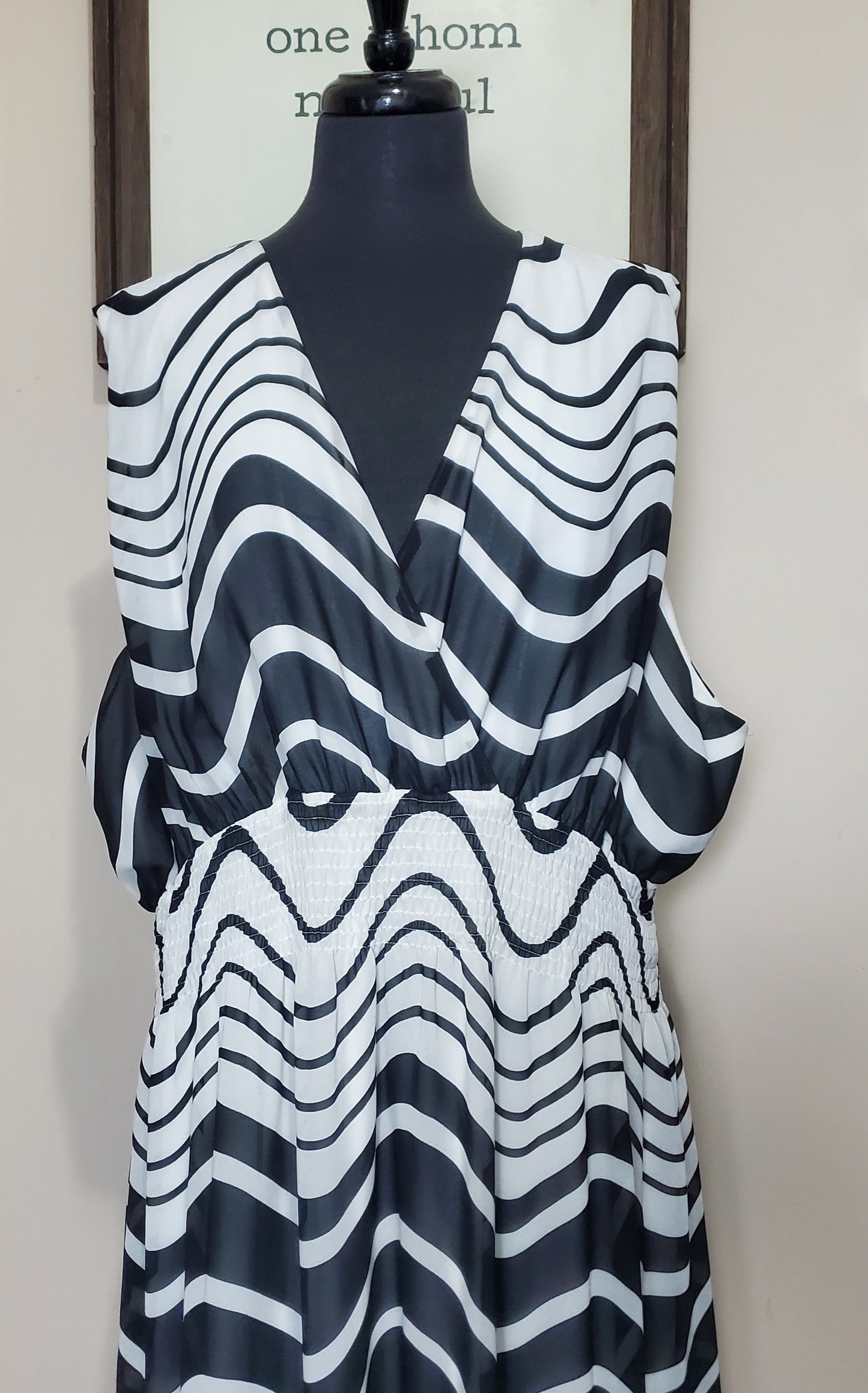 B&W Sleeveless Maxi Dress 5XL