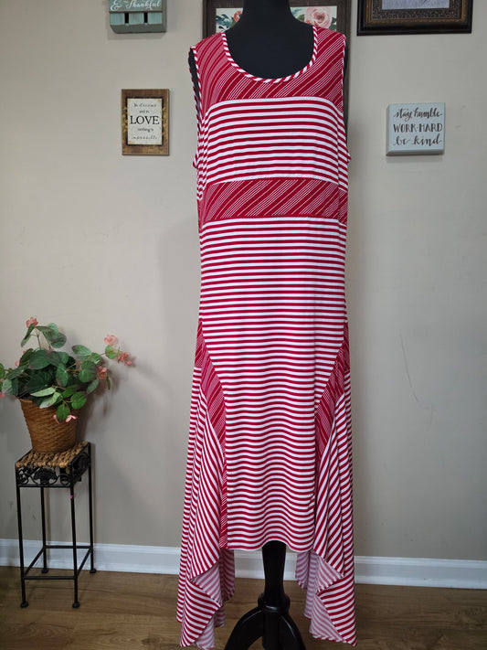 Ashro Red/White Stripe Dress 1x