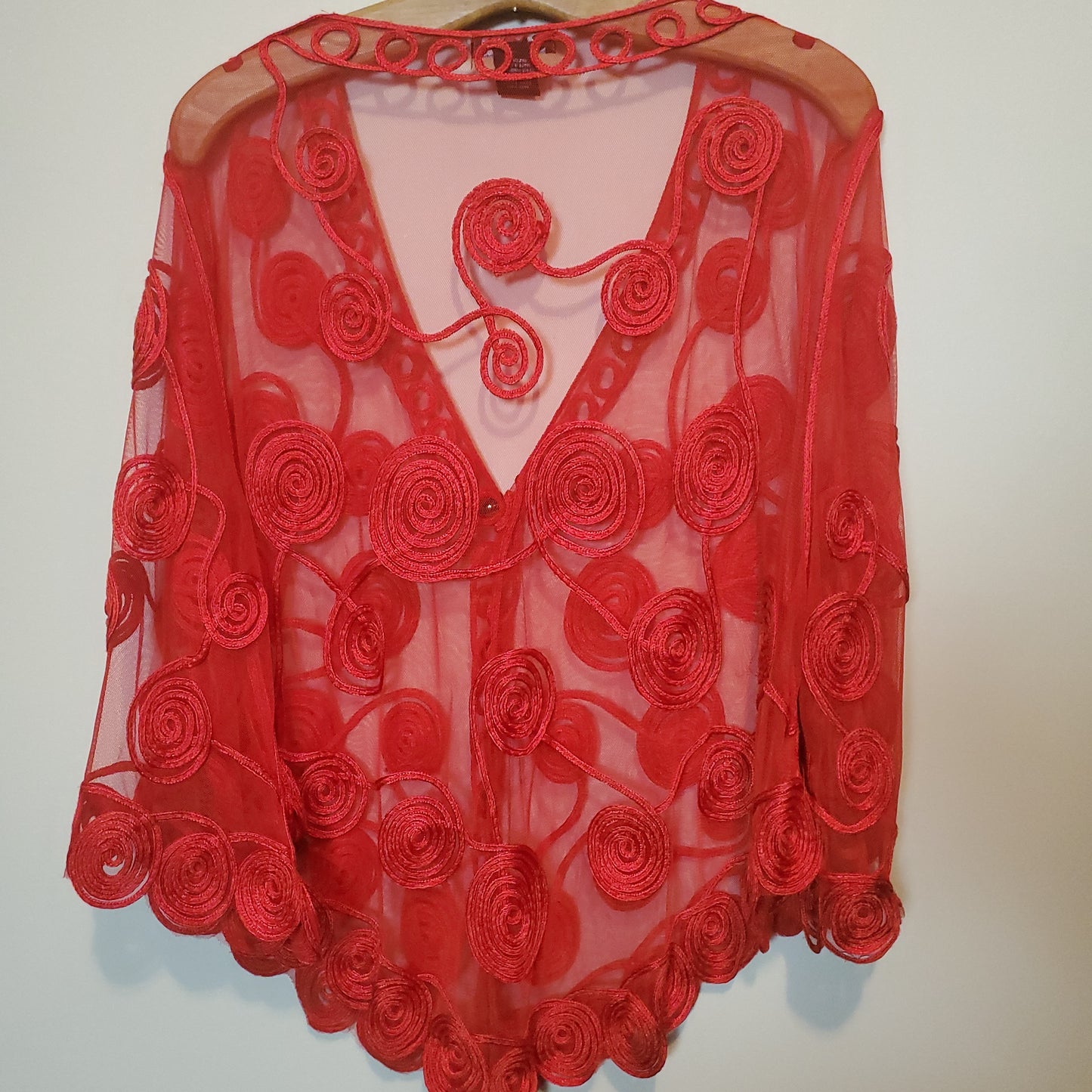 Red sheer top