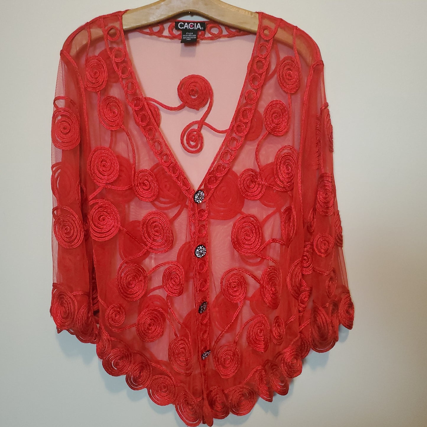 Red sheer top