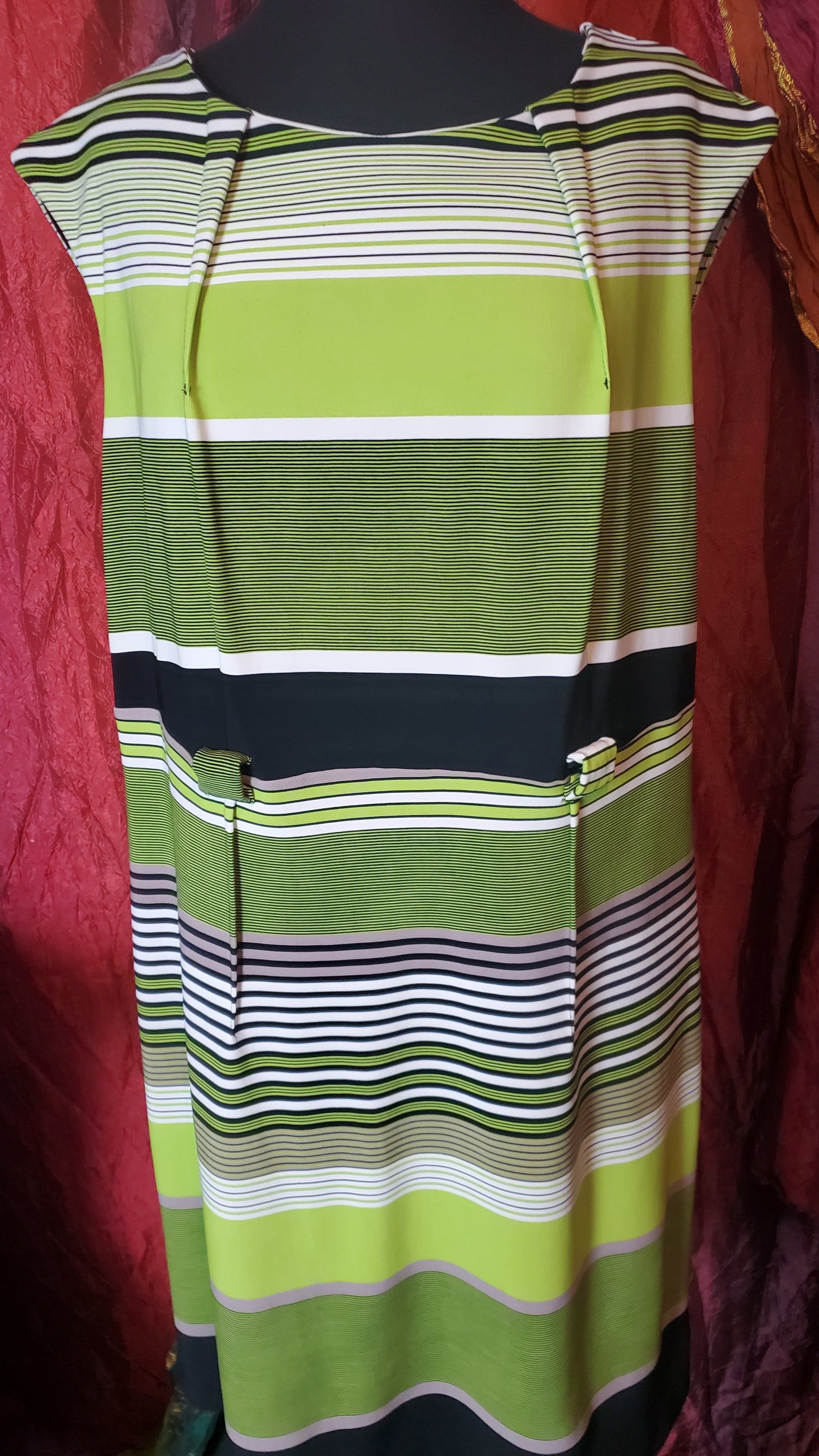 Lime green and black sheath dress
