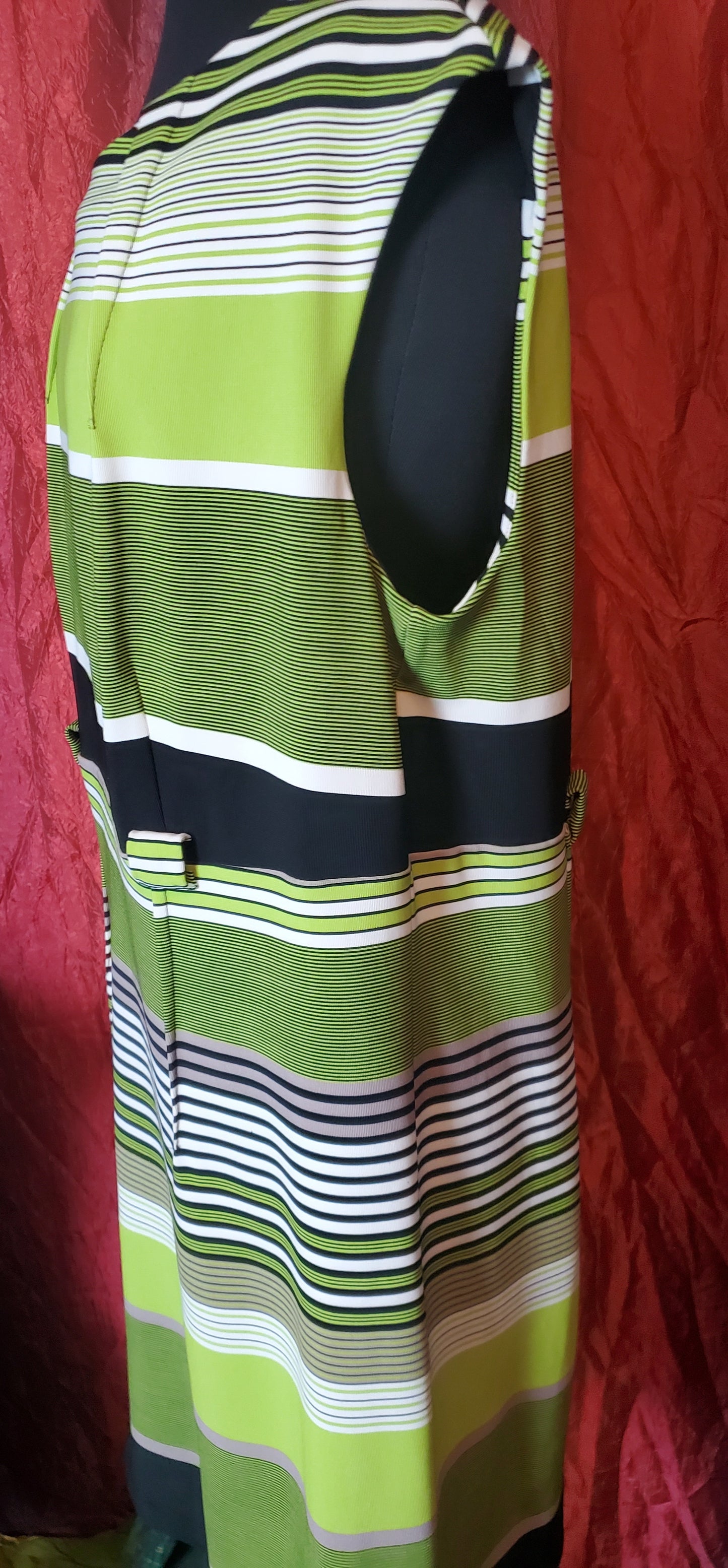 Lime green and black sheath dress