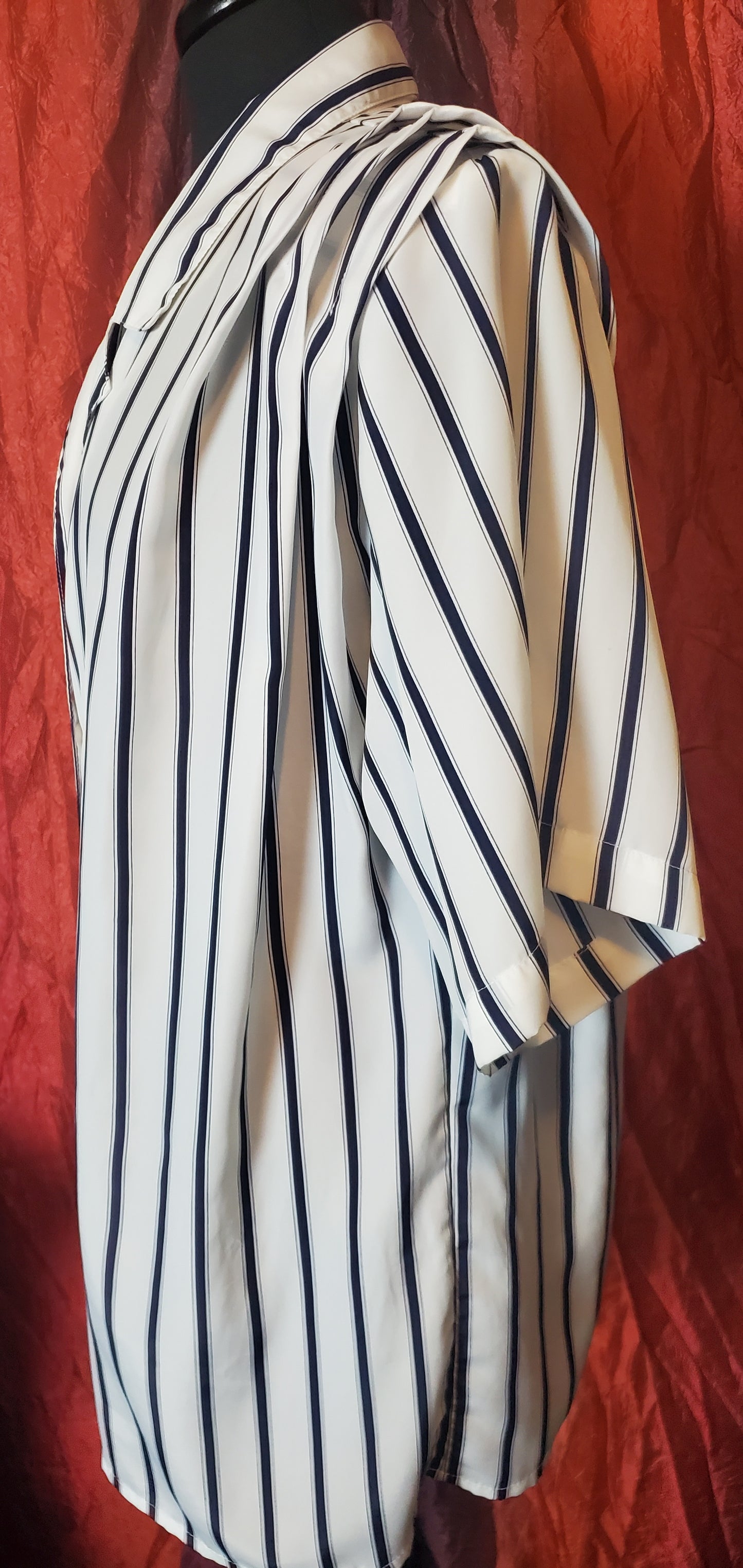 Vintage JP Collections navy blue and white striped blouse