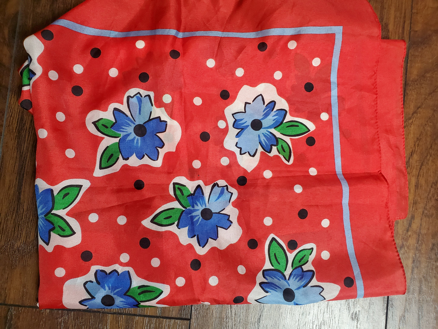 Red floral print scarf