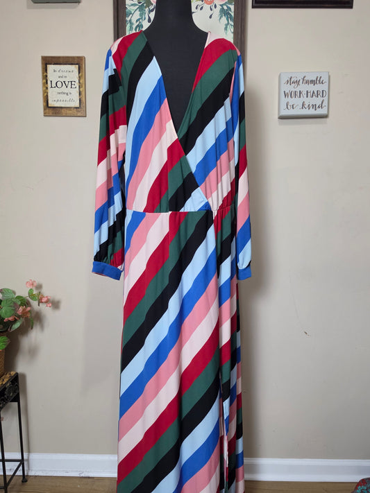 Eloquii Multicolor Stripe Maxi Dress  24