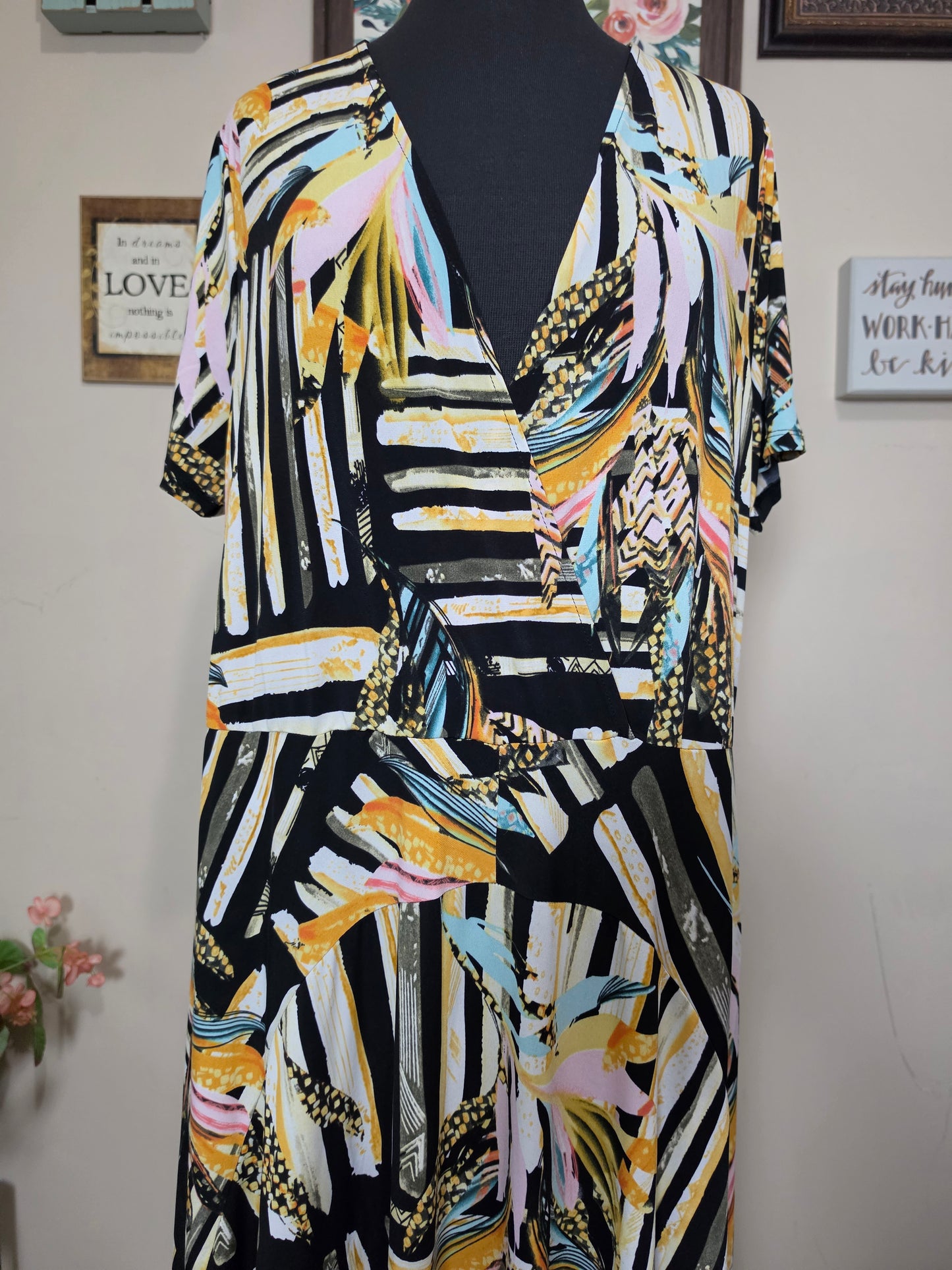By Design Mixed Print Dress  1x