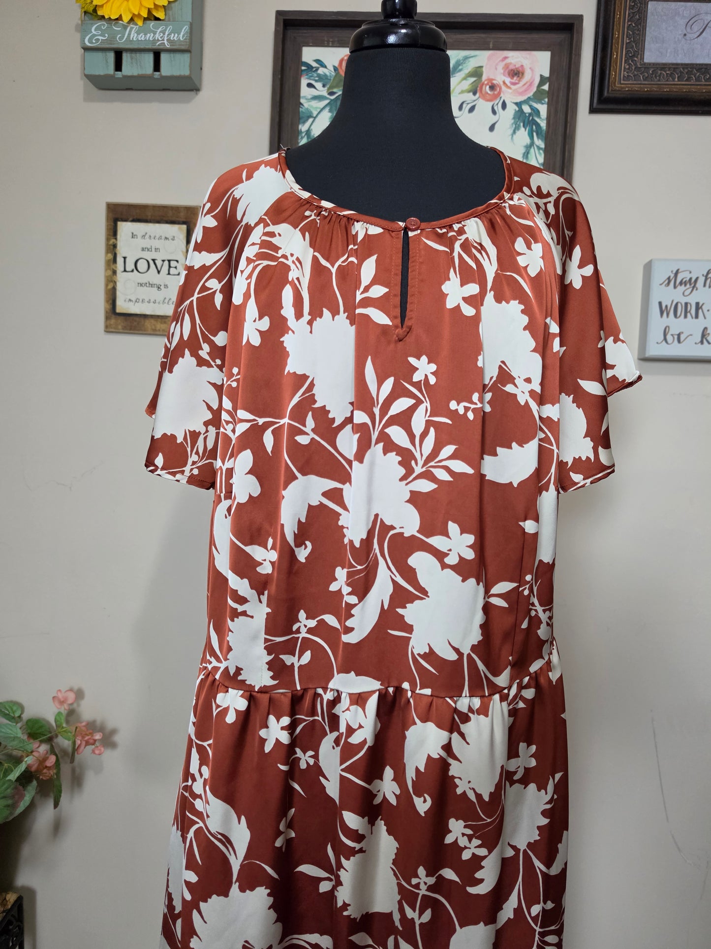 Ava & Viv Brown/Cream Dress  2x