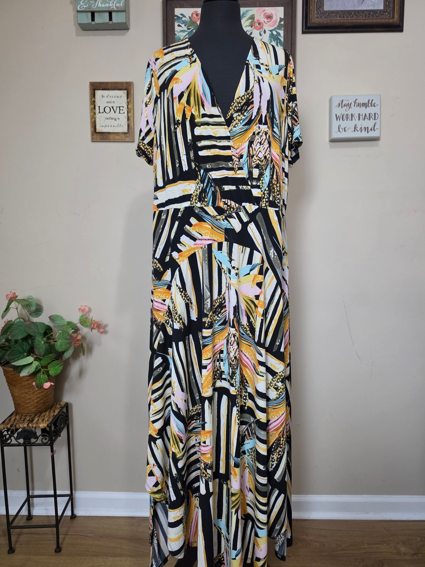 By Design Mixed Print Dress  1x