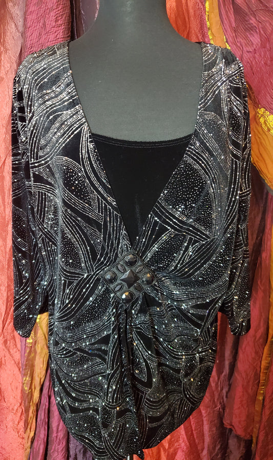 Black and silver sequin dressy top